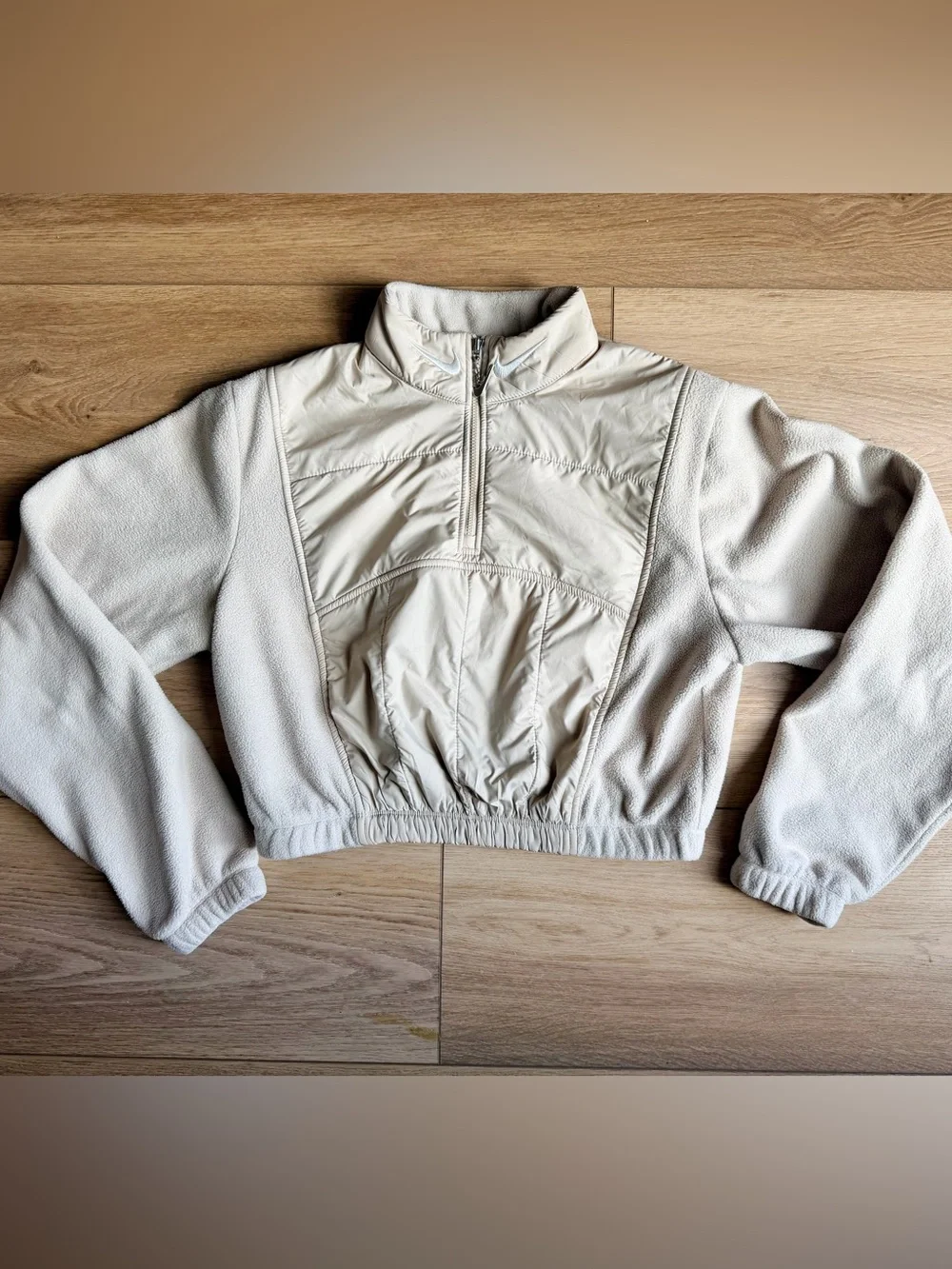 Nike Ivory Cropped Half-Zip Puffer Pullover